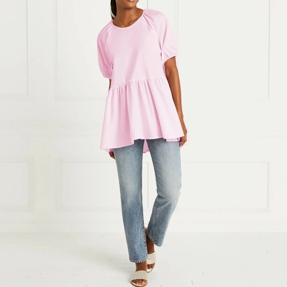 Hill House Francesca Puff Sleeve Top in Pink